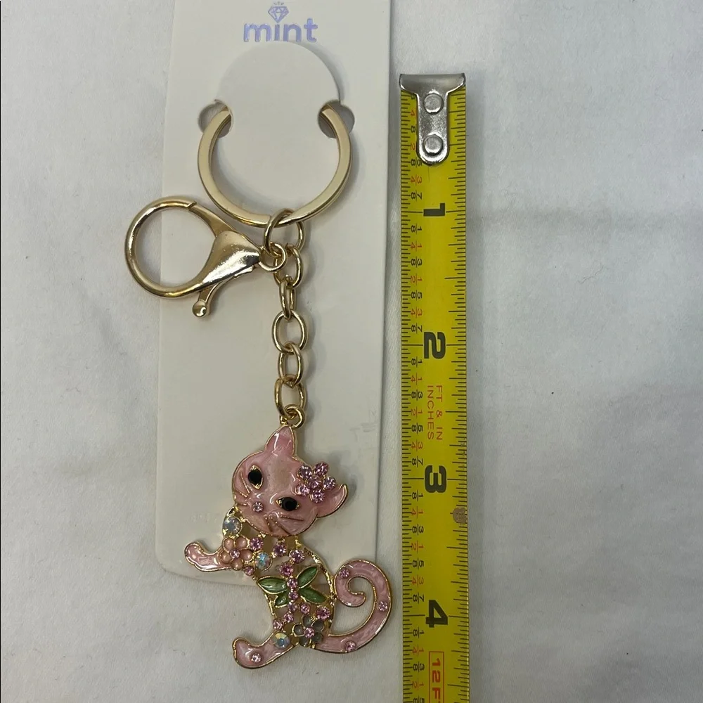 Cat Keychain with Colorful Gems